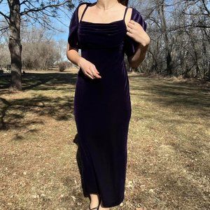 Vintage 90s y2k purple velvet dress with shrug